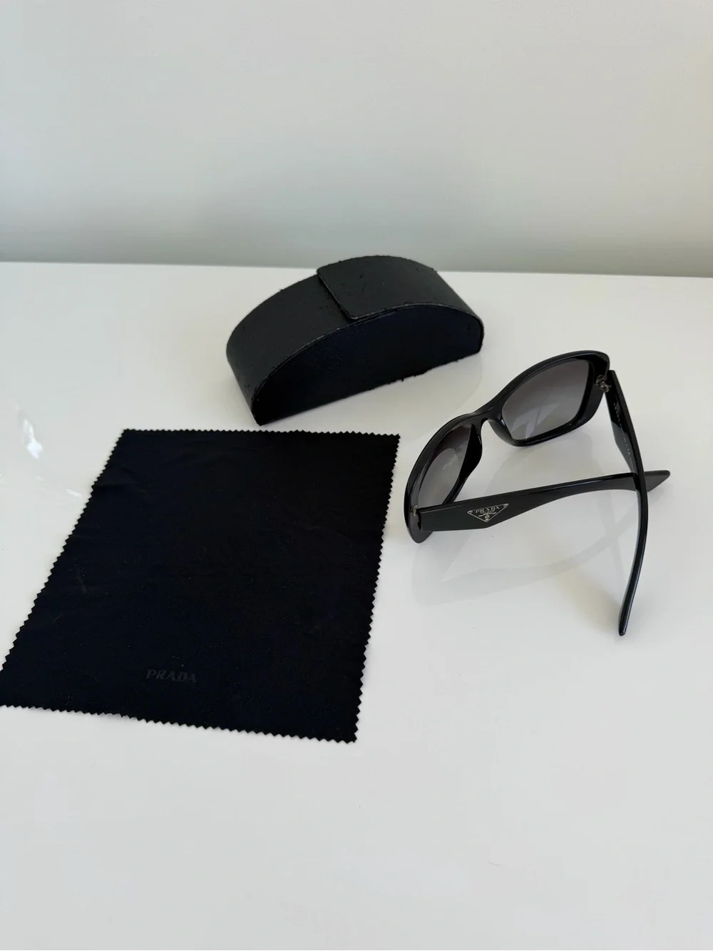 Prada Black Rounded Logo-Temple Sunglasses